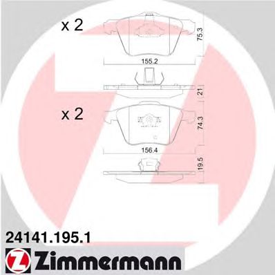 ZIMMERMANN 241411951 -  Комплект тормозных колодок, дисковый тормоз