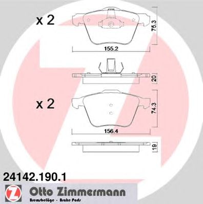 ZIMMERMANN 241421901 -  Комплект тормозных колодок, дисковый тормоз