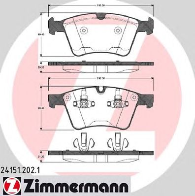 ZIMMERMANN 241512021 -  Комплект тормозных колодок, дисковый тормоз