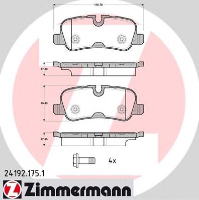ZIMMERMANN 241921751 -  Комплект тормозных колодок, дисковый тормоз