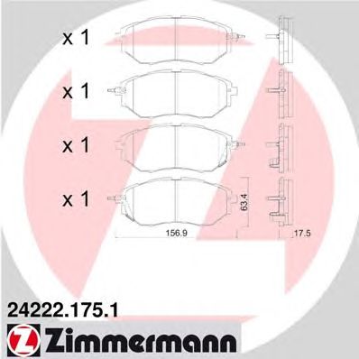 ZIMMERMANN 242221751 -  Комплект тормозных колодок, дисковый тормоз