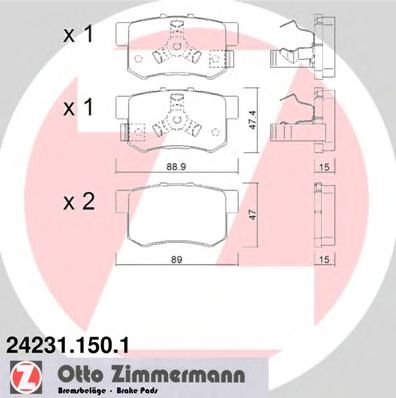ZIMMERMANN 242311501 -  Комплект тормозных колодок, дисковый тормоз