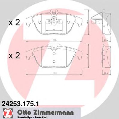 ZIMMERMANN 242531751 -  Комплект тормозных колодок, дисковый тормоз