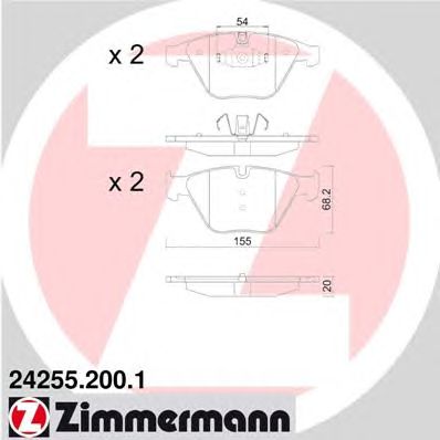 ZIMMERMANN 242552001 -  Комплект тормозных колодок, дисковый тормоз