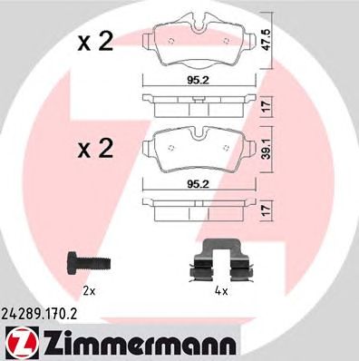 ZIMMERMANN 242891702 -  Комплект тормозных колодок, дисковый тормоз