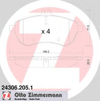 ZIMMERMANN 243062051 -  Комплект тормозных колодок, дисковый тормоз