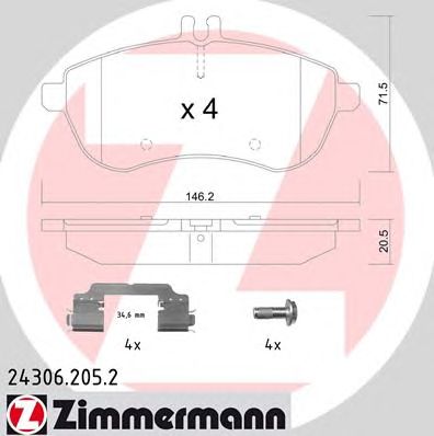 ZIMMERMANN 243062052 -  Комплект тормозных колодок, дисковый тормоз