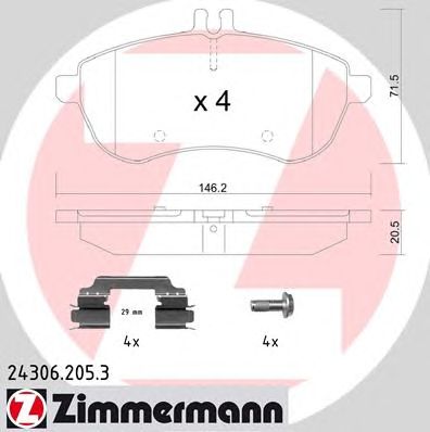 ZIMMERMANN 243062053 -  Комплект тормозных колодок, дисковый тормоз