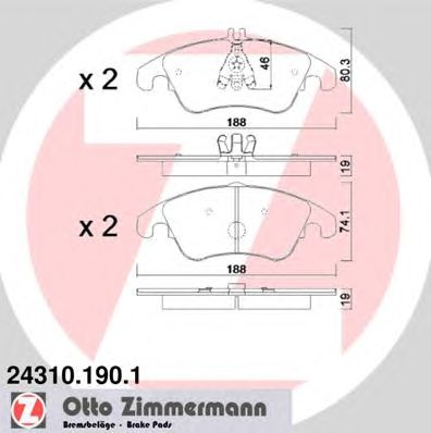 ZIMMERMANN 243101901 -  Комплект тормозных колодок, дисковый тормоз