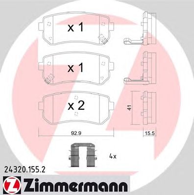 ZIMMERMANN 243201552 -  Комплект тормозных колодок, дисковый тормоз