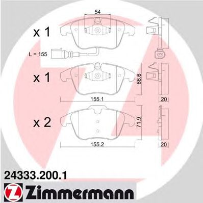 ZIMMERMANN 243332001 -  Комплект тормозных колодок, дисковый тормоз
