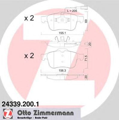 ZIMMERMANN 243392001 -  Комплект тормозных колодок, дисковый тормоз