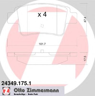 ZIMMERMANN 243491751 -  Комплект тормозных колодок, дисковый тормоз