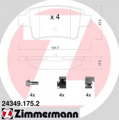 ZIMMERMANN 243491752 -  Комплект тормозных колодок, дисковый тормоз