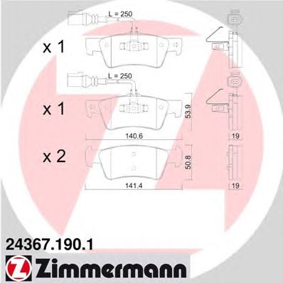 ZIMMERMANN 243671901 -  Комплект тормозных колодок, дисковый тормоз