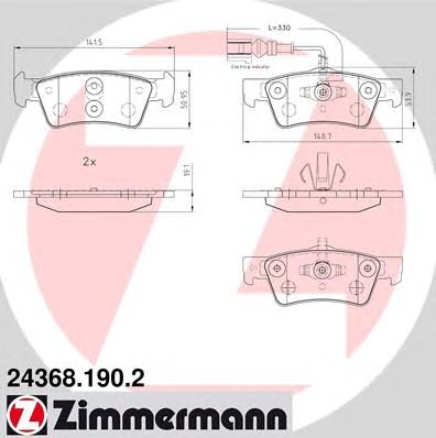 ZIMMERMANN 243681902 -  Комплект тормозных колодок, дисковый тормоз