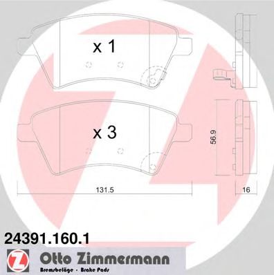 ZIMMERMANN 243911601 -  Колодки тормозные дисковые передние комплект