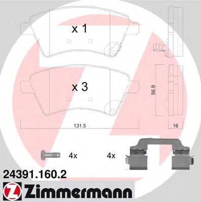 ZIMMERMANN 243911602 -  Комплект тормозных колодок, дисковый тормоз