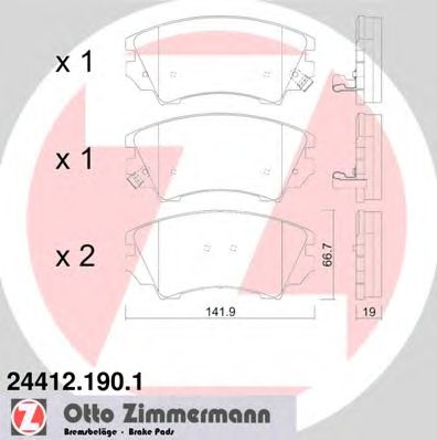 ZIMMERMANN 244121901 -  Комплект тормозных колодок, дисковый тормоз