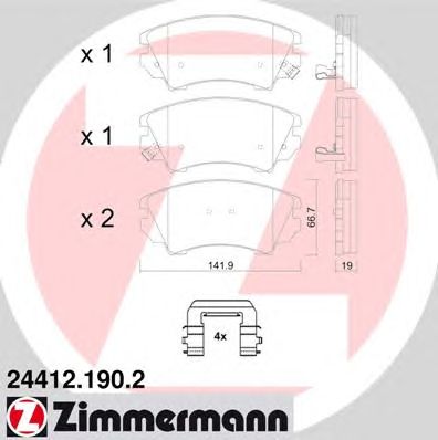 ZIMMERMANN 244121902 -  Комплект тормозных колодок, дисковый тормоз