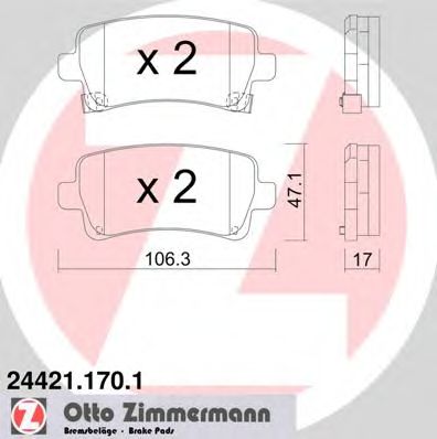 ZIMMERMANN 244211701 -  Комплект тормозных колодок, дисковый тормоз