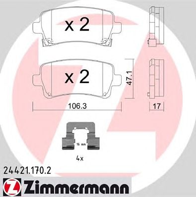ZIMMERMANN 244211702 -  Комплект тормозных колодок, дисковый тормоз