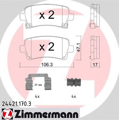 ZIMMERMANN 244211703 -  Комплект тормозных колодок, дисковый тормоз