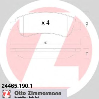 ZIMMERMANN 244651901 -  Комплект тормозных колодок, дисковый тормоз
