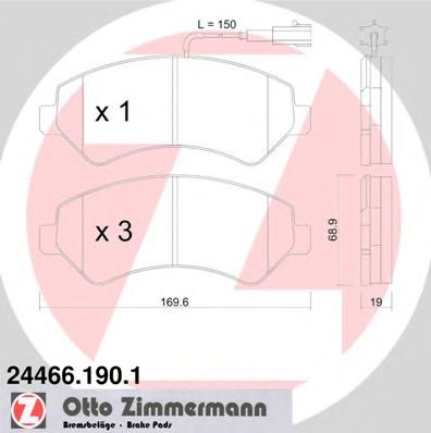 ZIMMERMANN 244661901 -  Комплект тормозных колодок, дисковый тормоз