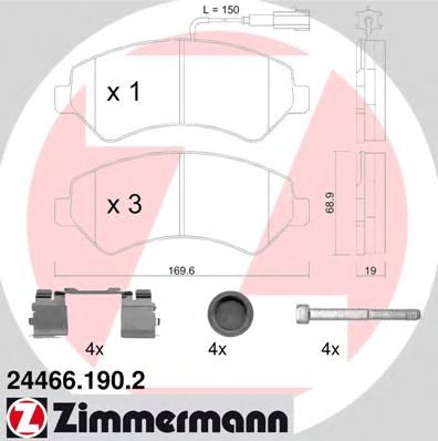 ZIMMERMANN 244661902 -  Комплект тормозных колодок, дисковый тормоз