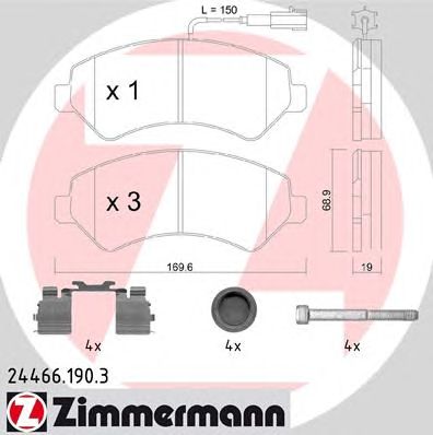 ZIMMERMANN 244661903 -  Комплект тормозных колодок, дисковый тормоз