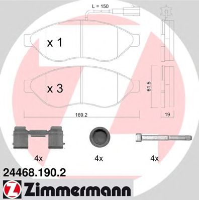 ZIMMERMANN 244681902 -  Комплект тормозных колодок, дисковый тормоз