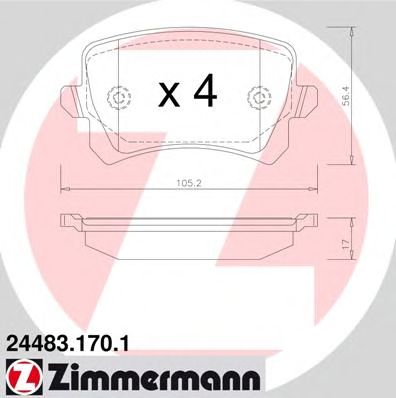 ZIMMERMANN 244831701 -  Комплект тормозных колодок, дисковый тормоз