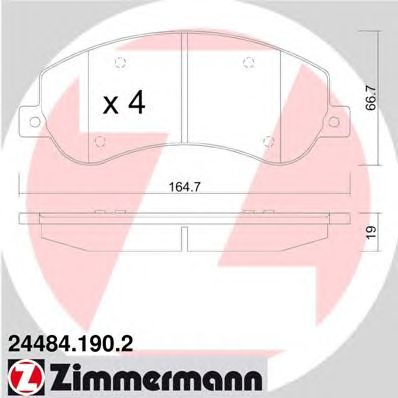 ZIMMERMANN 244841902 -  Комплект тормозных колодок, дисковый тормоз