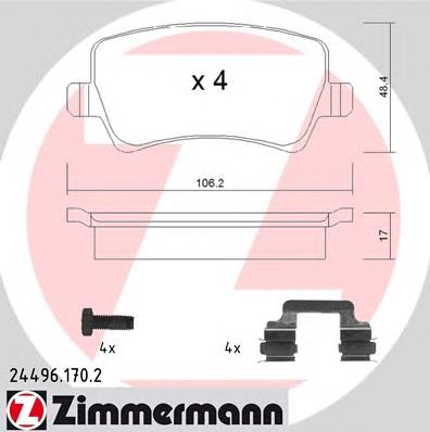 ZIMMERMANN 244961702 -  Комплект тормозных колодок, дисковый тормоз