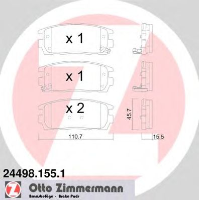 ZIMMERMANN 244981551 -  Комплект тормозных колодок, дисковый тормоз
