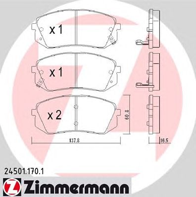 ZIMMERMANN 245011701 -  Комплект тормозных колодок, дисковый тормоз