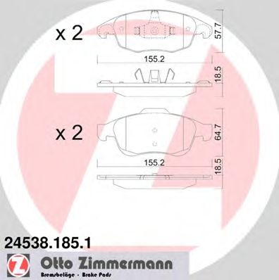 ZIMMERMANN 245381851 -  Комплект тормозных колодок, дисковый тормоз