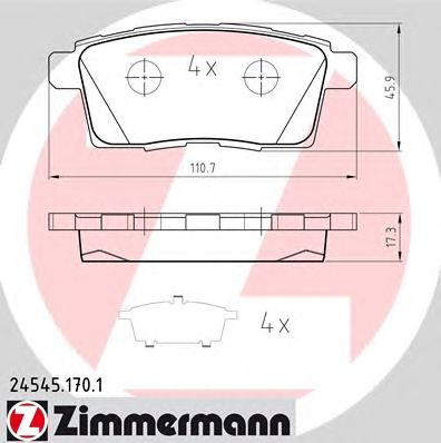ZIMMERMANN 245451701 -  Комплект тормозных колодок, дисковый тормоз