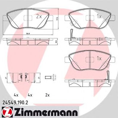 ZIMMERMANN 245491902 -  Комплект тормозных колодок, дисковый тормоз