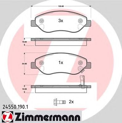 ZIMMERMANN 245501901 -  Комплект тормозных колодок, дисковый тормоз