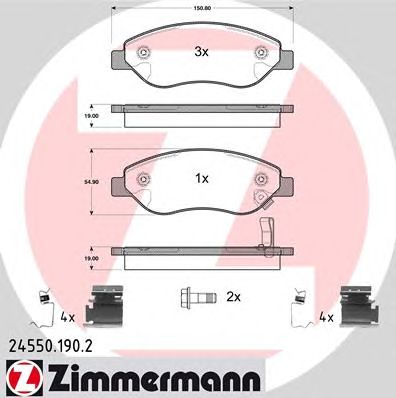 ZIMMERMANN 245501902 -  Комплект тормозных колодок, дисковый тормоз