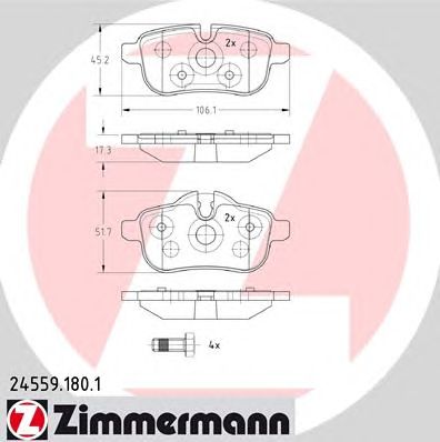 ZIMMERMANN 245591801 -  Комплект тормозных колодок, дисковый тормоз