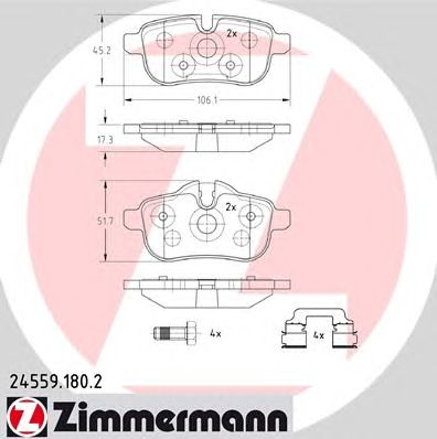 ZIMMERMANN 245591802 -  Комплект тормозных колодок, дисковый тормоз