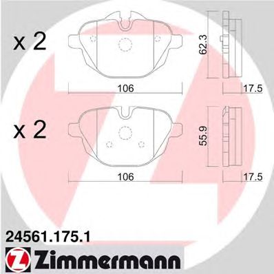 ZIMMERMANN 245611751 -  Комплект тормозных колодок, дисковый тормоз