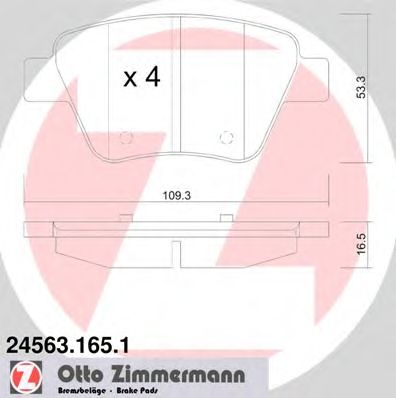 ZIMMERMANN 245631651 -  Комплект тормозных колодок, дисковый тормоз