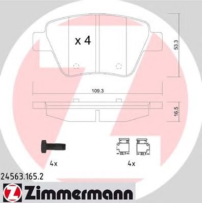 ZIMMERMANN 245631652 -  Комплект тормозных колодок, дисковый тормоз