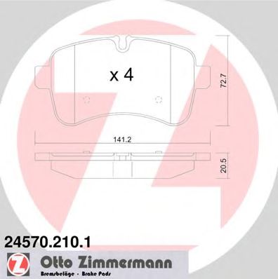 ZIMMERMANN 245702101 -  Комплект тормозных колодок, дисковый тормоз