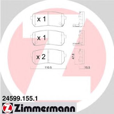 ZIMMERMANN 245991551 -  Комплект тормозных колодок, дисковый тормоз