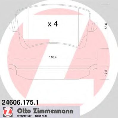 ZIMMERMANN 246061751 -  Комплект тормозных колодок, дисковый тормоз
